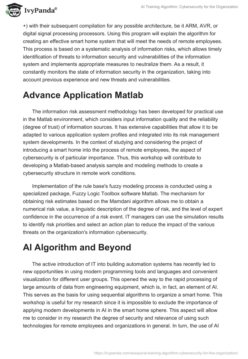 AI Training Algorithm: Cybersecurity for the Organization. Page 3