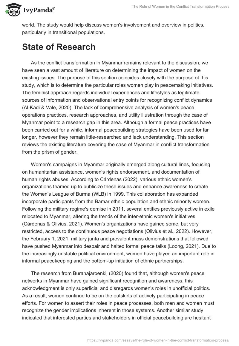 The Role of Women in the Conflict Transformation Process. Page 3