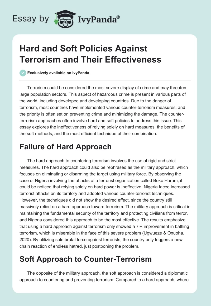 Hard and Soft Policies Against Terrorism and Their Effectiveness. Page 1