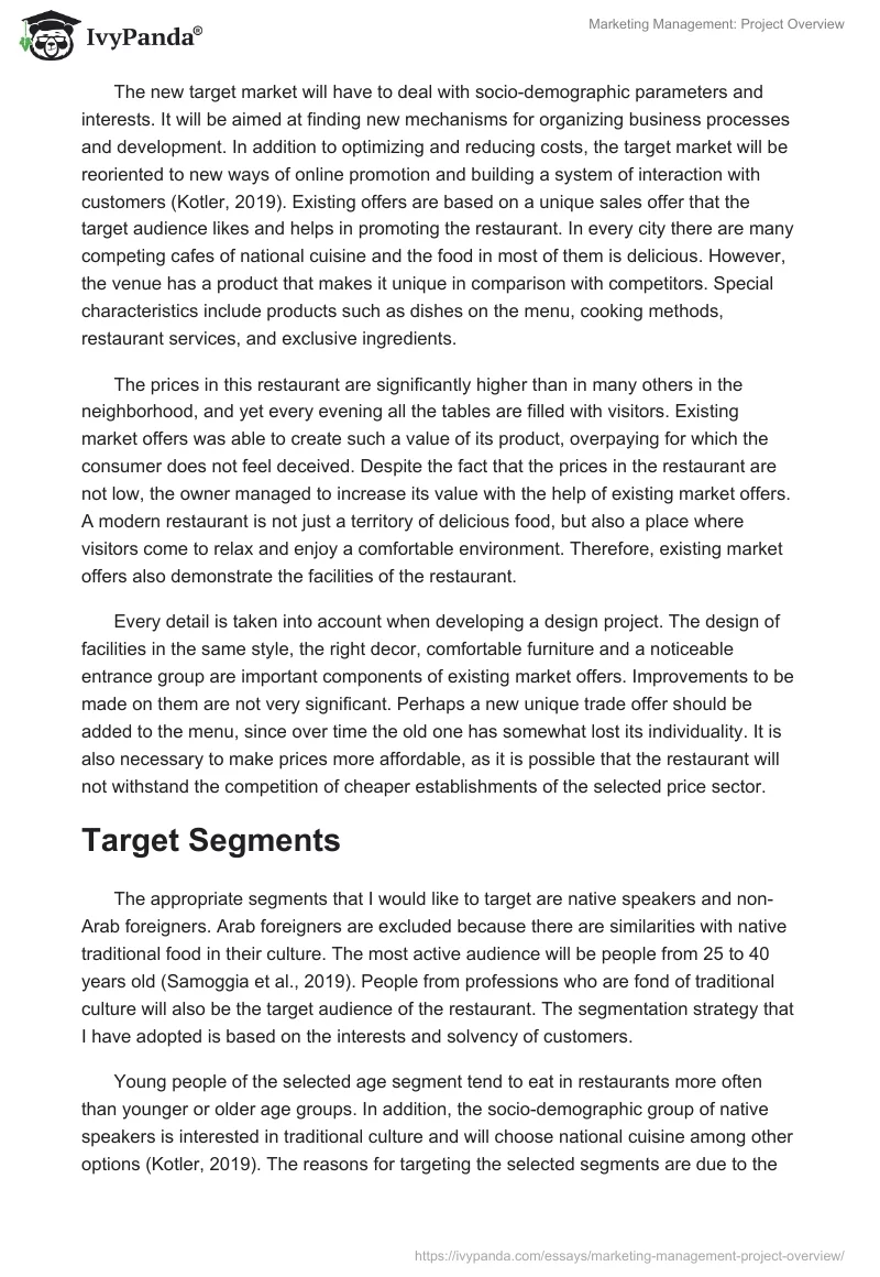 Marketing Management: Project Overview. Page 2
