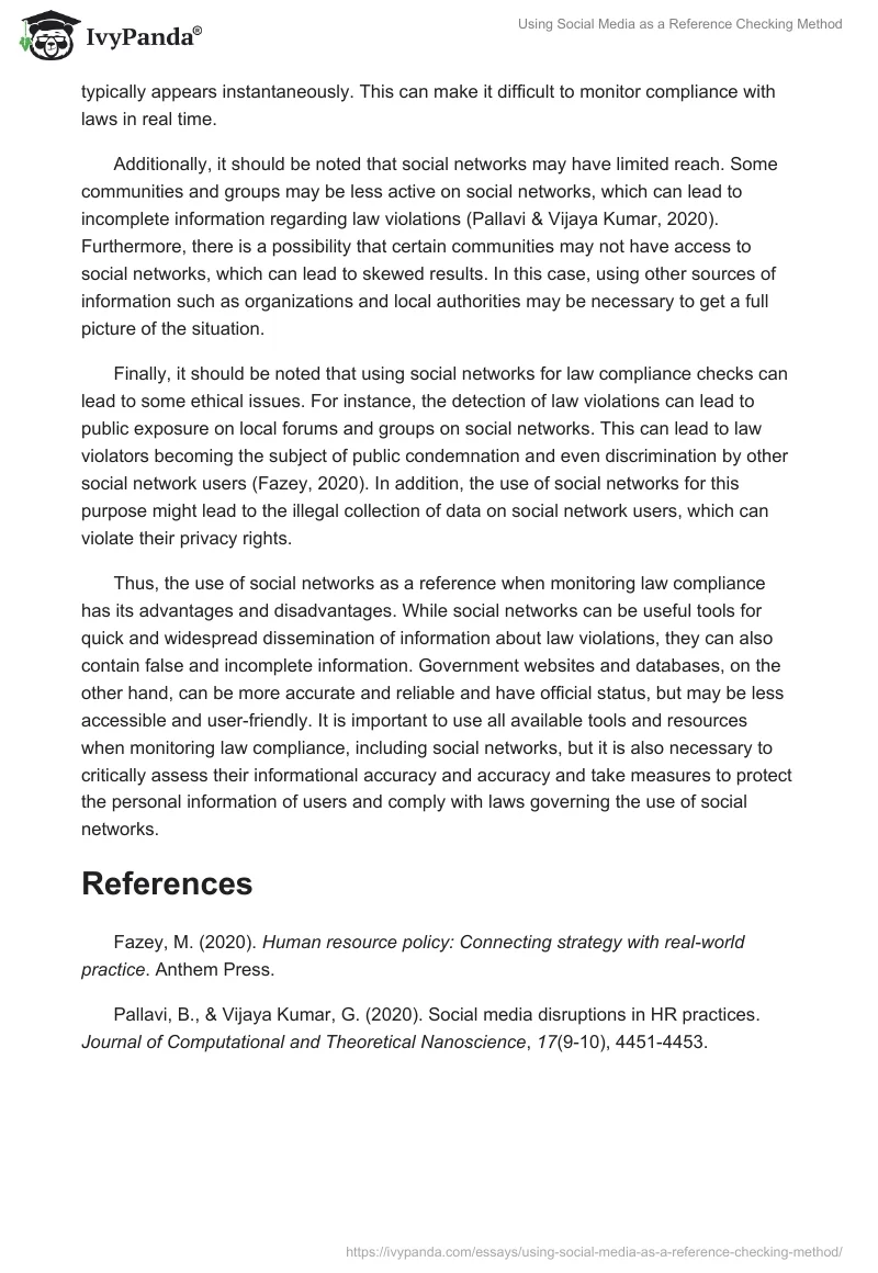Using Social Media as a Reference Checking Method. Page 2