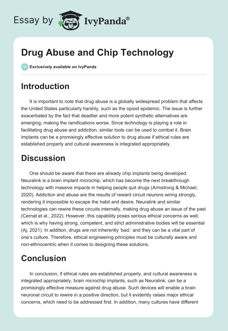 Drug Abuse and Chip Technology. Page 1