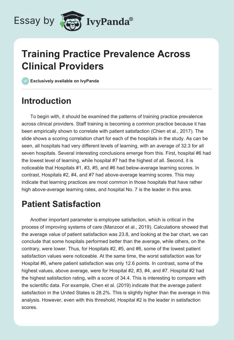 Training Practice Prevalence Across Clinical Providers. Page 1