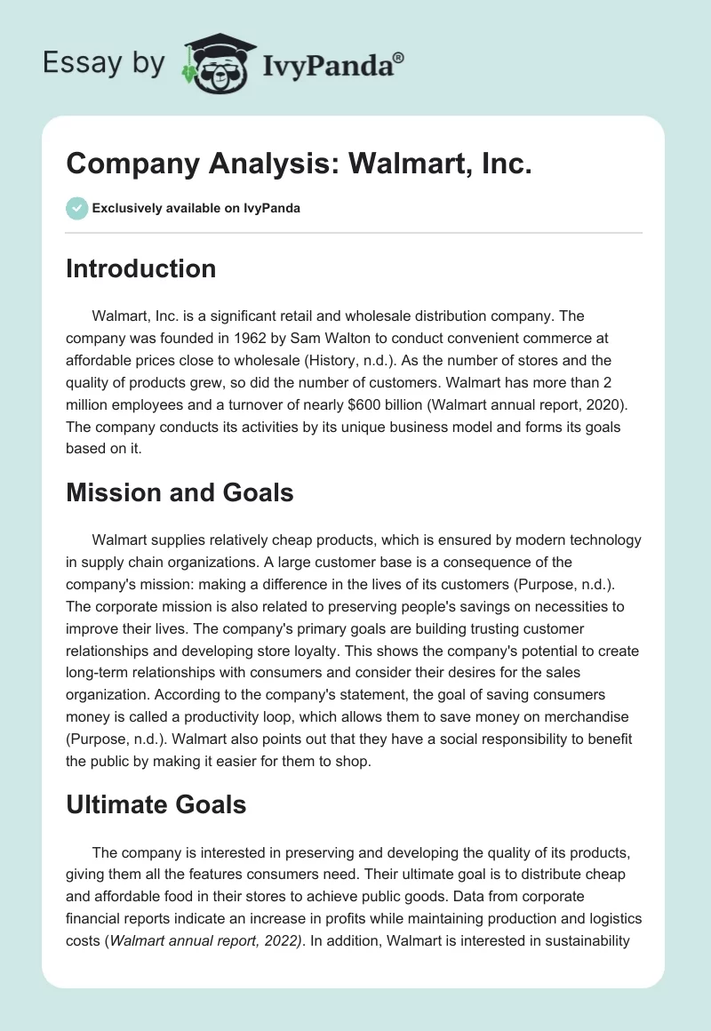 Company Analysis: Walmart, Inc.. Page 1