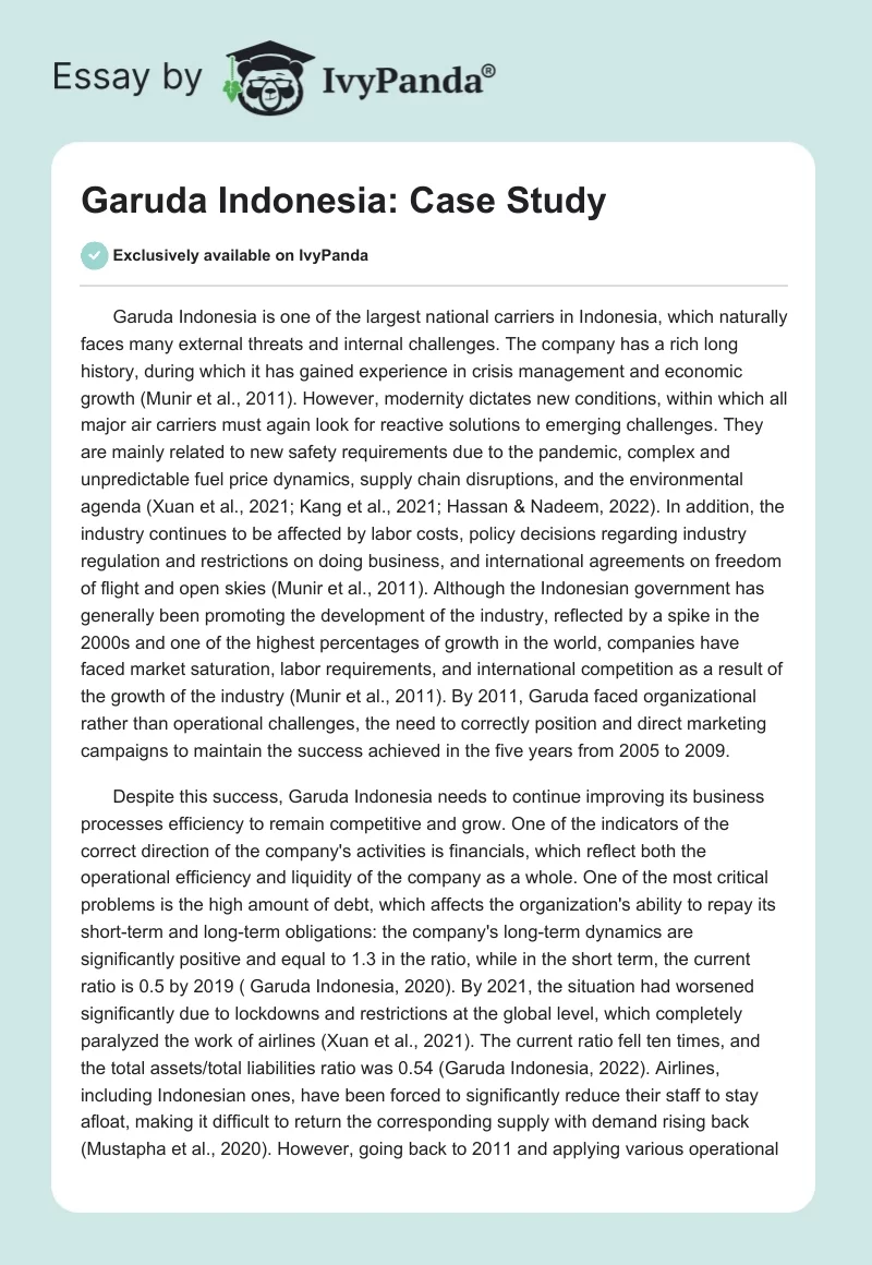 Garuda Indonesia: Case Study. Page 1