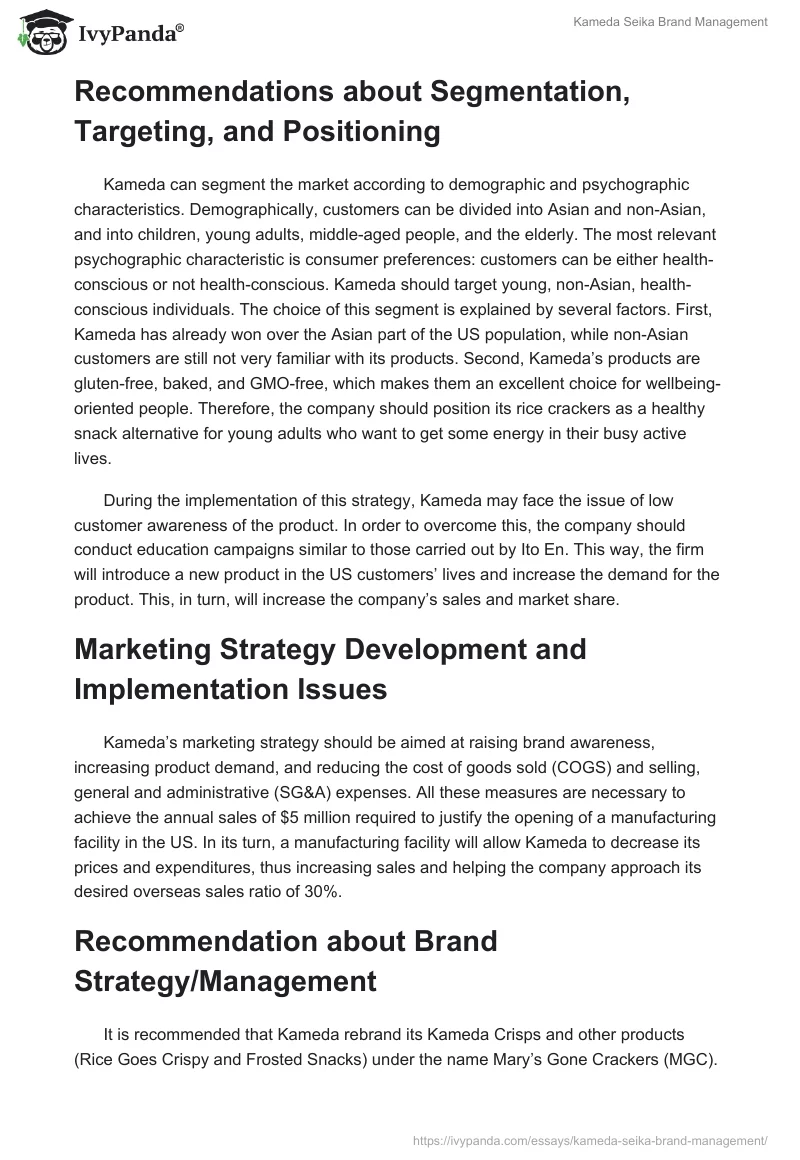 Kameda Seika Brand Management. Page 3