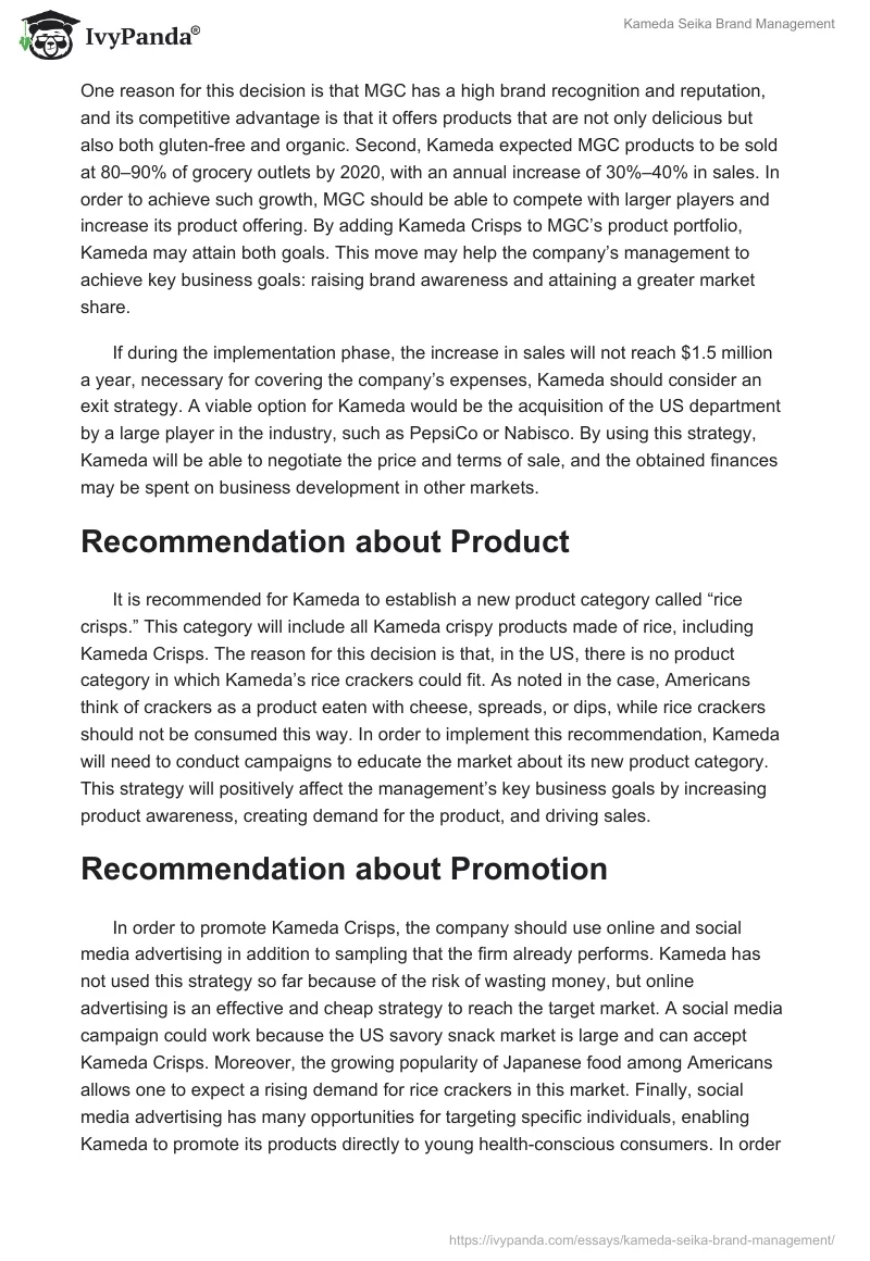 Kameda Seika Brand Management. Page 4