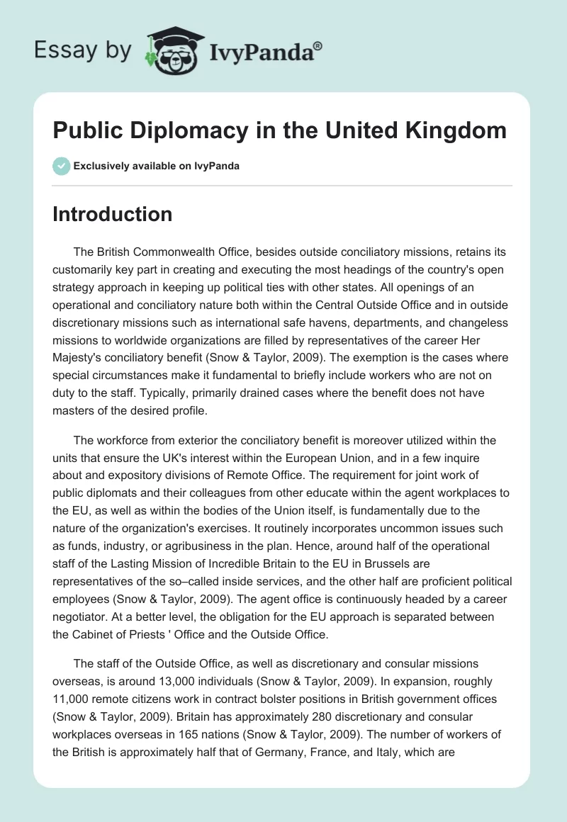 Public Diplomacy in the United Kingdom. Page 1
