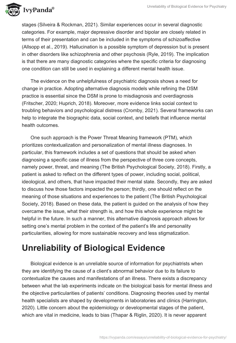Unreliability of Biological Evidence for Psychiatry. Page 3