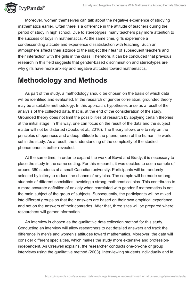 Anxiety and Negative Experience With Mathematics Among Female Students. Page 3