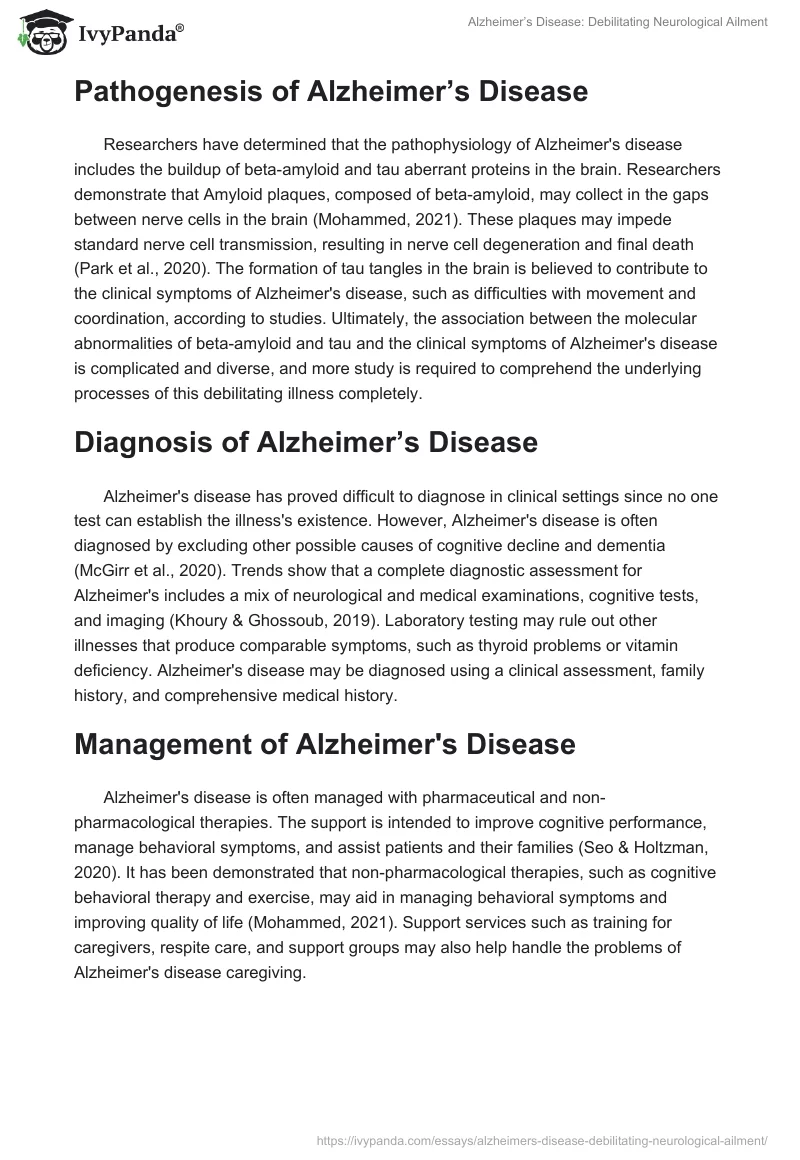 Alzheimer’s Disease: Debilitating Neurological Ailment. Page 4