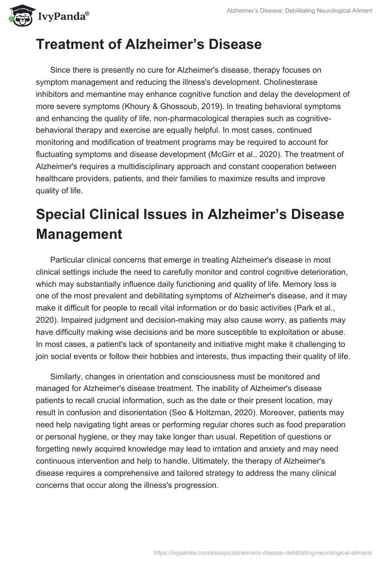 Alzheimer’s Disease: Debilitating Neurological Ailment. Page 5