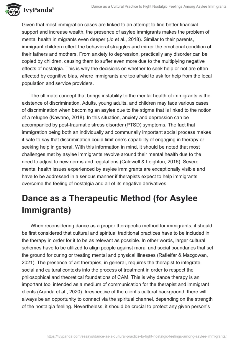 Dance as a Cultural Practice to Fight Nostalgic Feelings Among Asylee Immigrants. Page 4