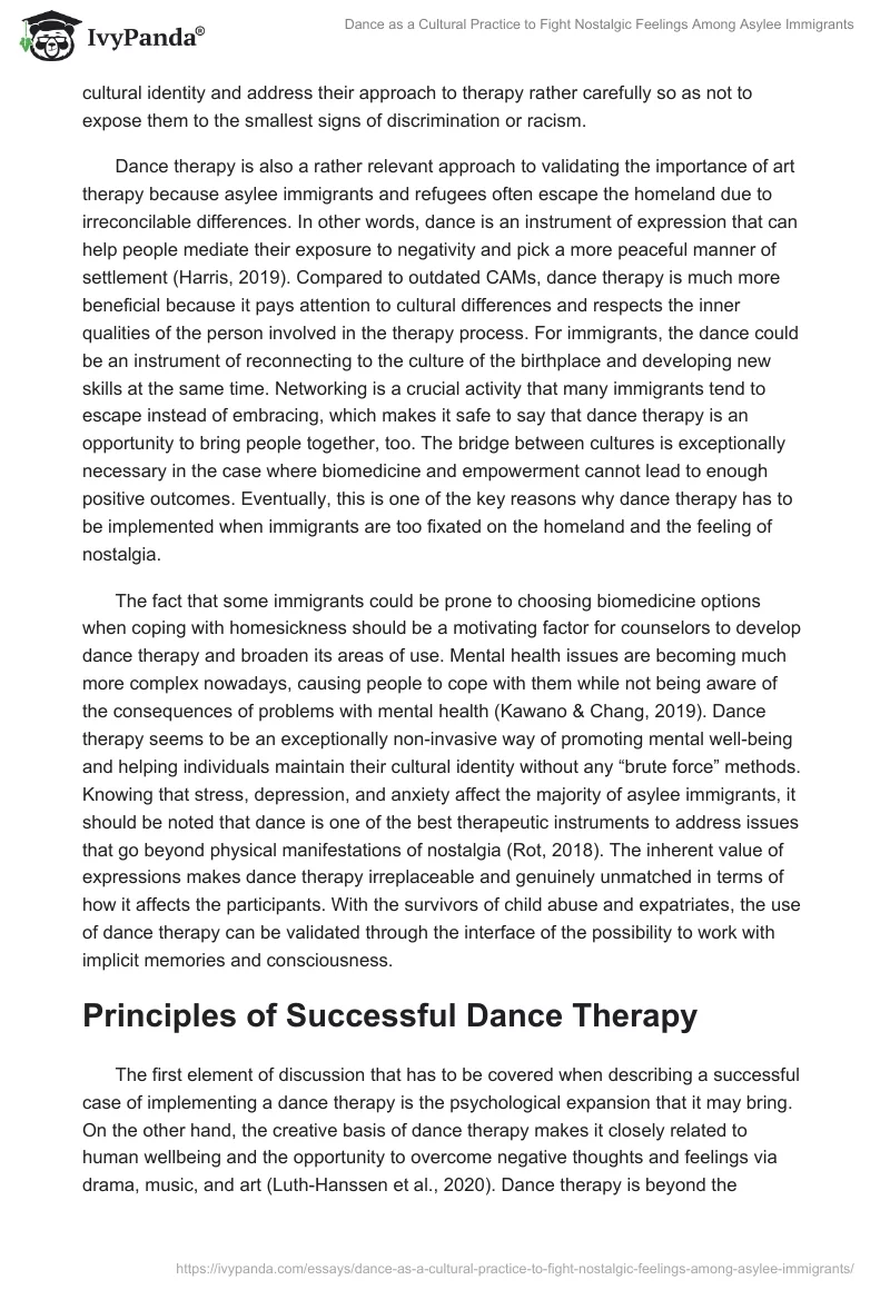 Dance as a Cultural Practice to Fight Nostalgic Feelings Among Asylee Immigrants. Page 5