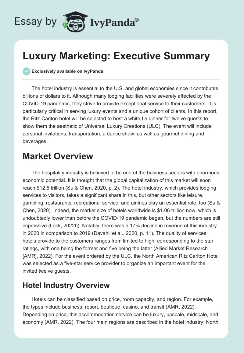 Luxury Marketing: Executive Summary. Page 1