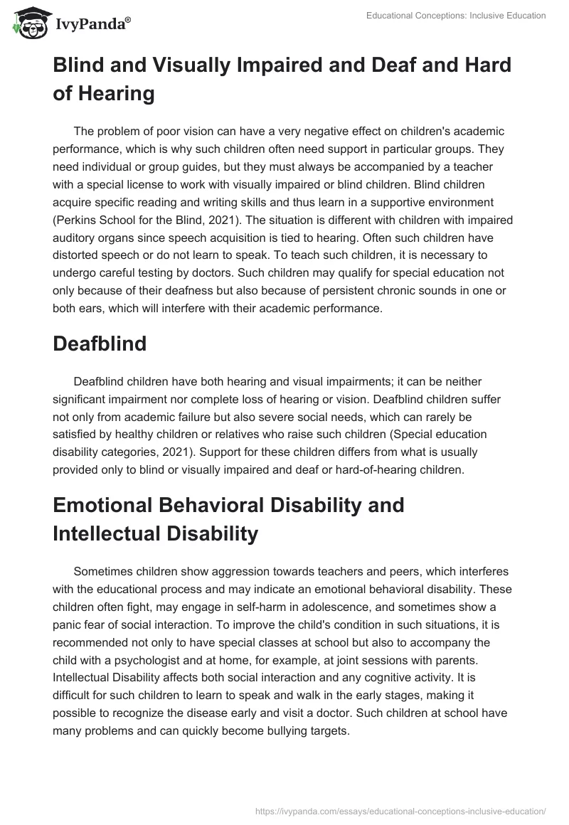 Educational Conceptions: Inclusive Education. Page 2