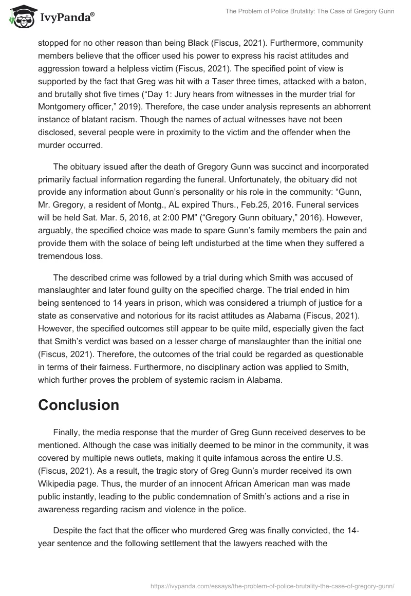 The Problem of Police Brutality: The Case of Gregory Gunn. Page 2