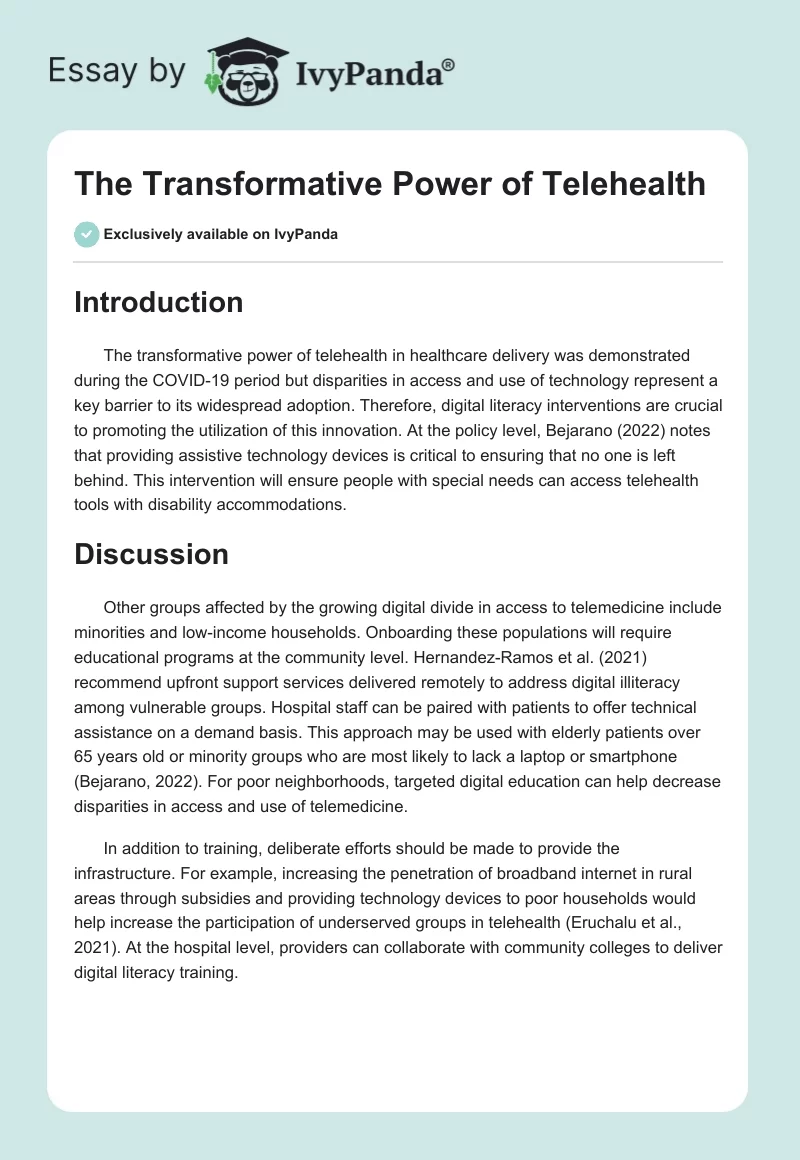 The Transformative Power of Telehealth. Page 1