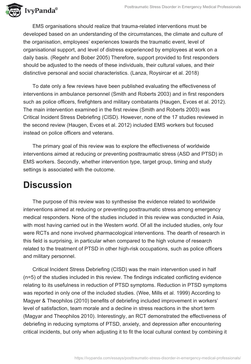 Posttraumatic Stress Disorder in Emergency Medical Professionals. Page 4