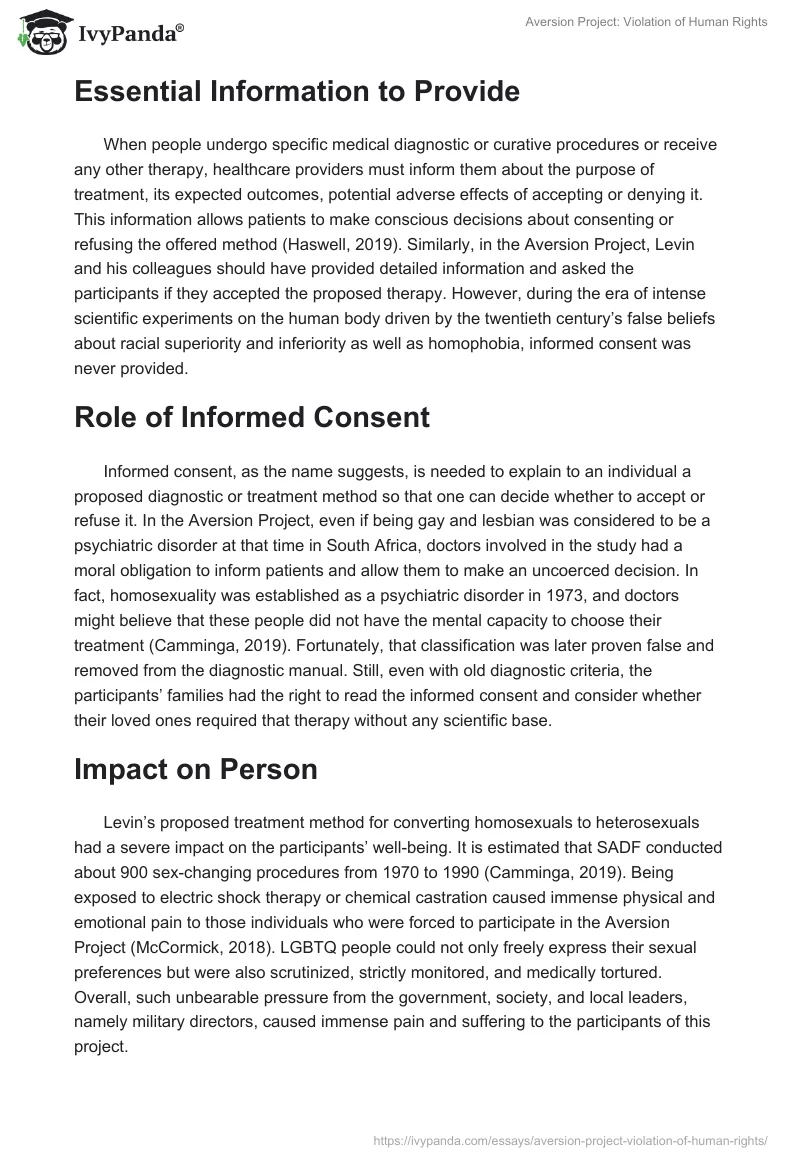 Aversion Project: Violation of Human Rights. Page 3