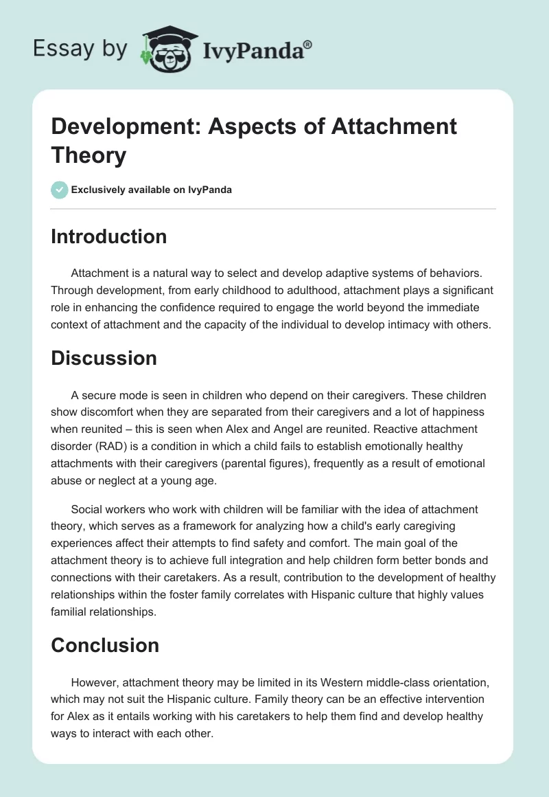 Development: Aspects of Attachment Theory. Page 1