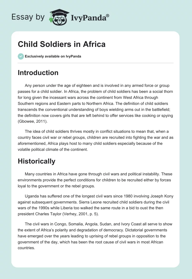 Child Soldiers in Africa. Page 1