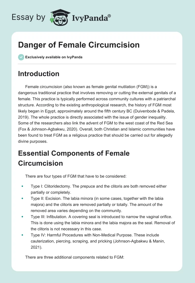 Danger of Female Circumcision. Page 1