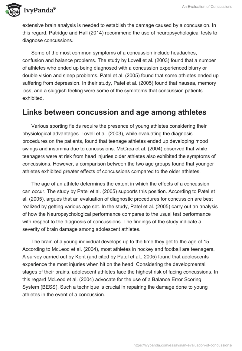 An Evaluation of Concussions. Page 4