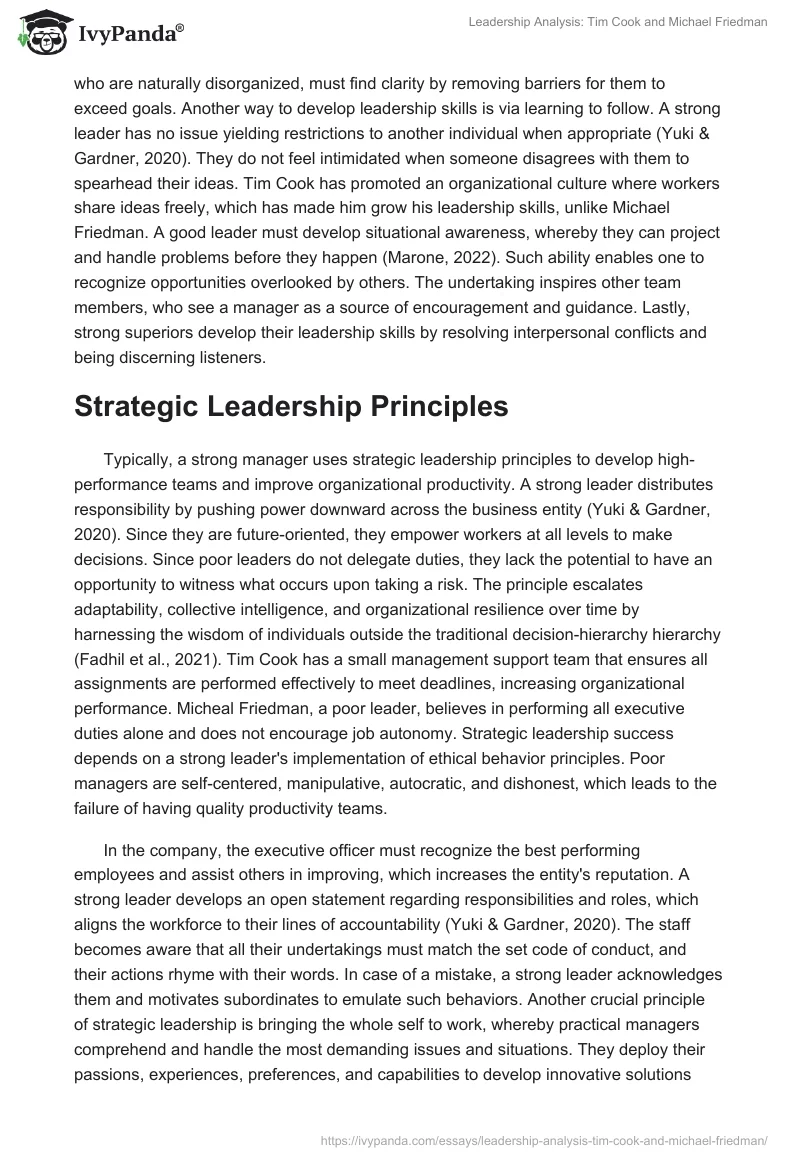 Leadership Analysis: Tim Cook and Michael Friedman. Page 3