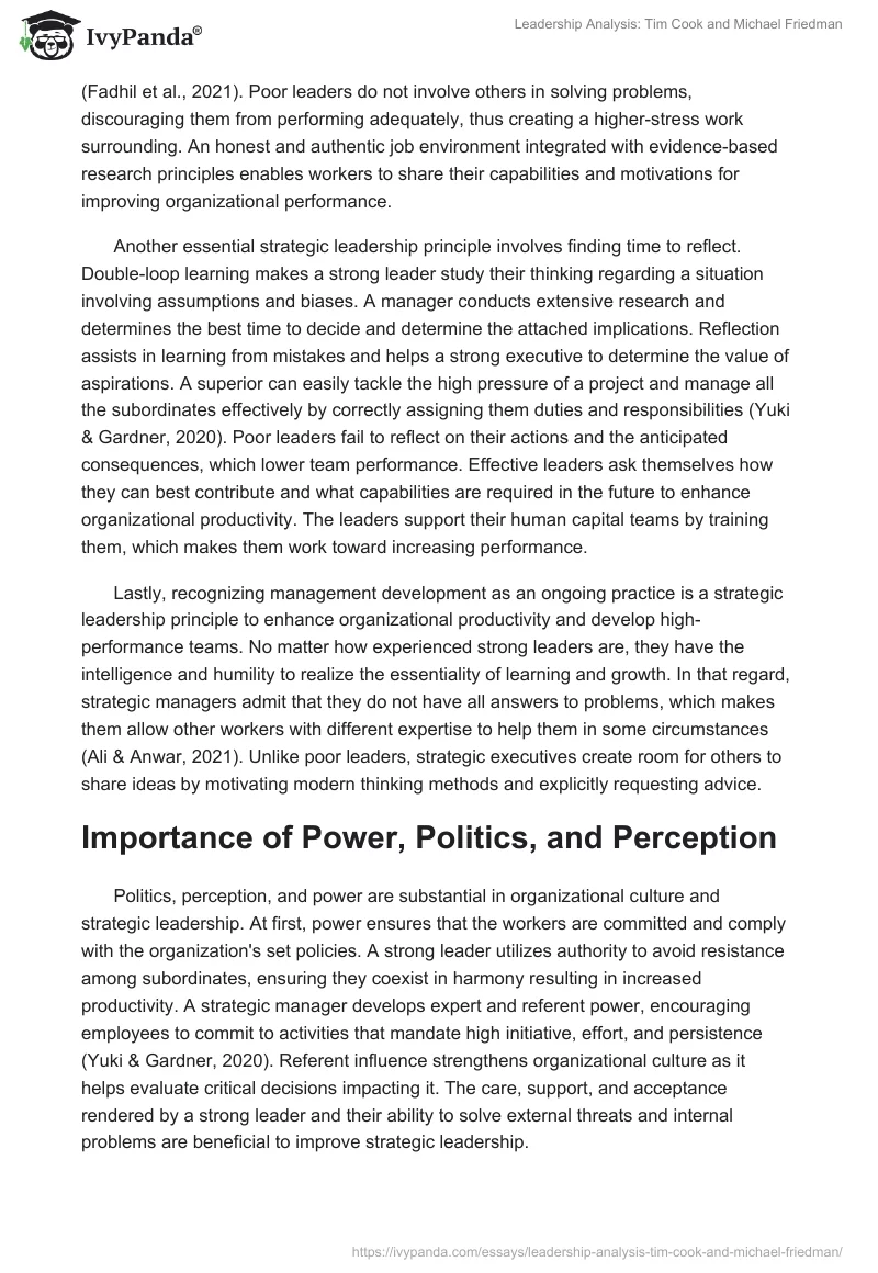 Leadership Analysis: Tim Cook and Michael Friedman. Page 4