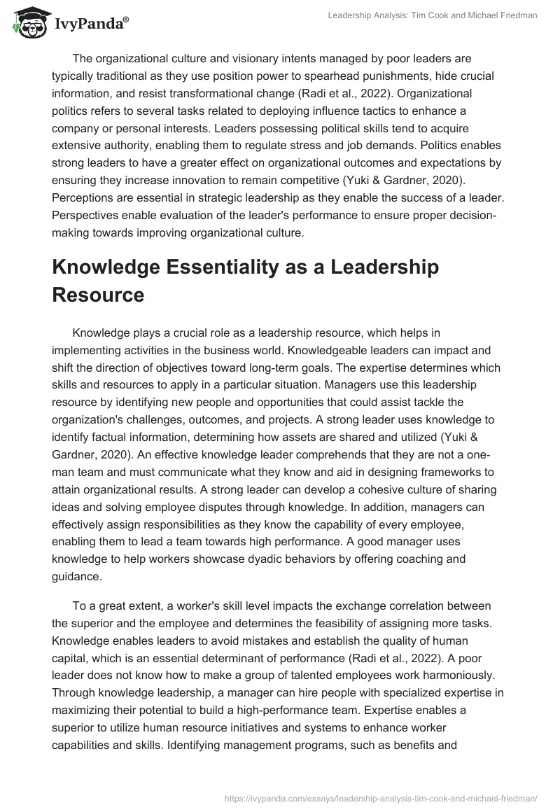 Leadership Analysis: Tim Cook and Michael Friedman. Page 5