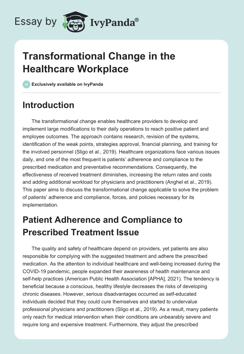 Transformational Change in the Healthcare Workplace. Page 1
