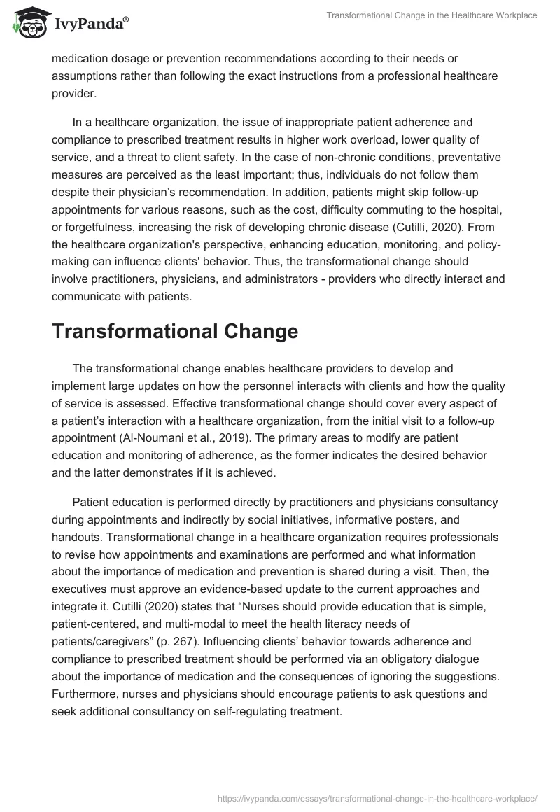 Transformational Change in the Healthcare Workplace. Page 2