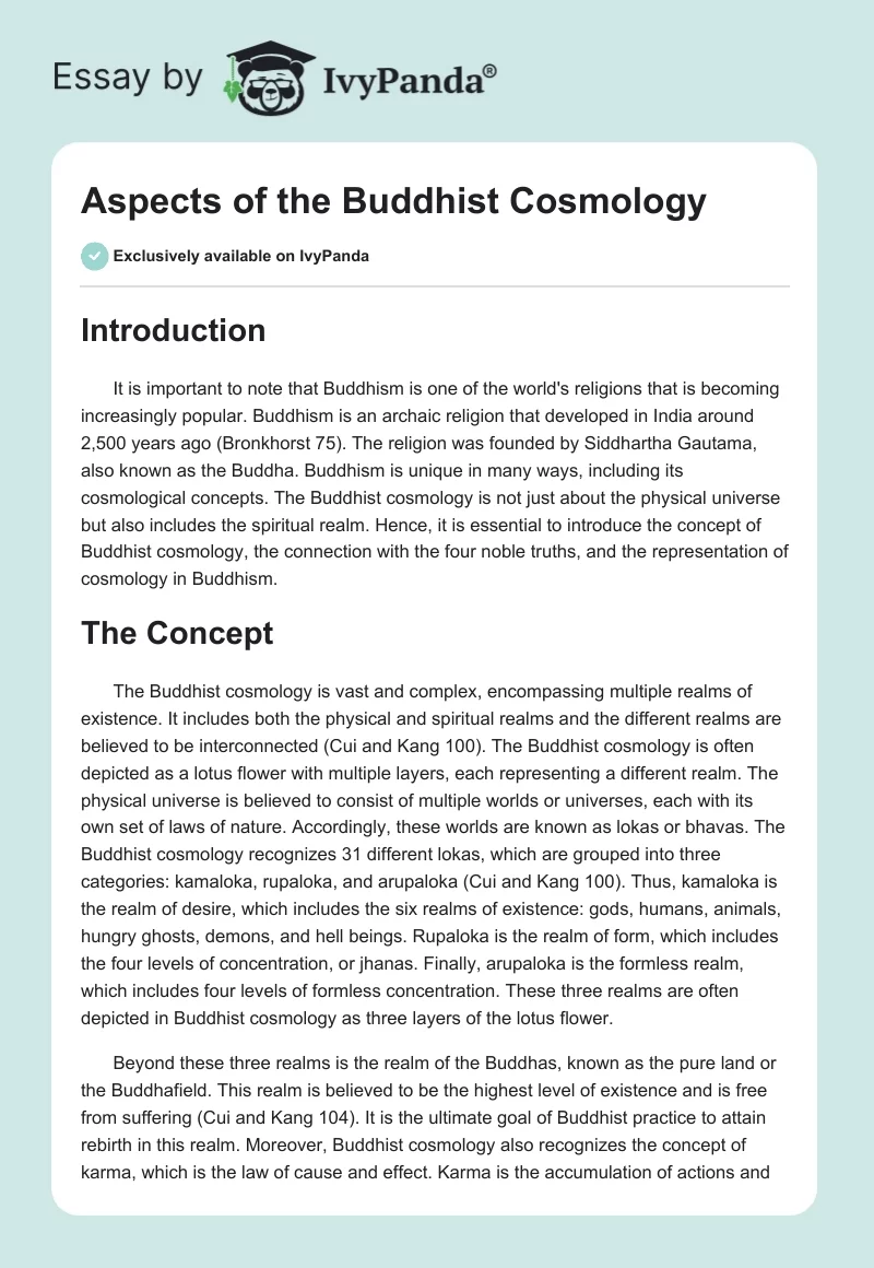 Aspects of the Buddhist Cosmology. Page 1