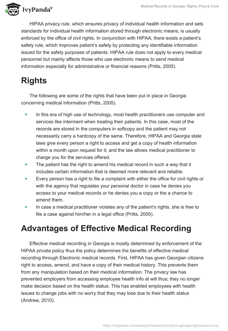 Medical Records in Georgia: Rights, Pros & Cons. Page 2