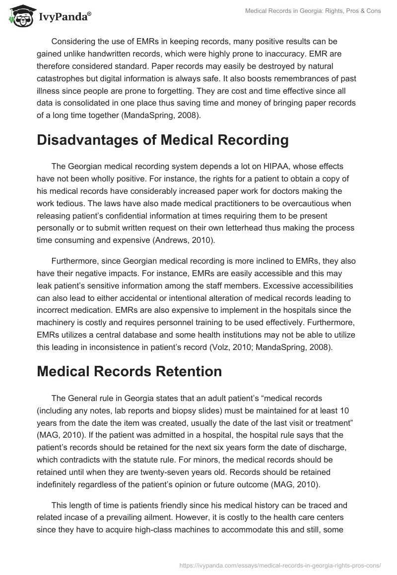 Medical Records in Georgia: Rights, Pros & Cons. Page 3