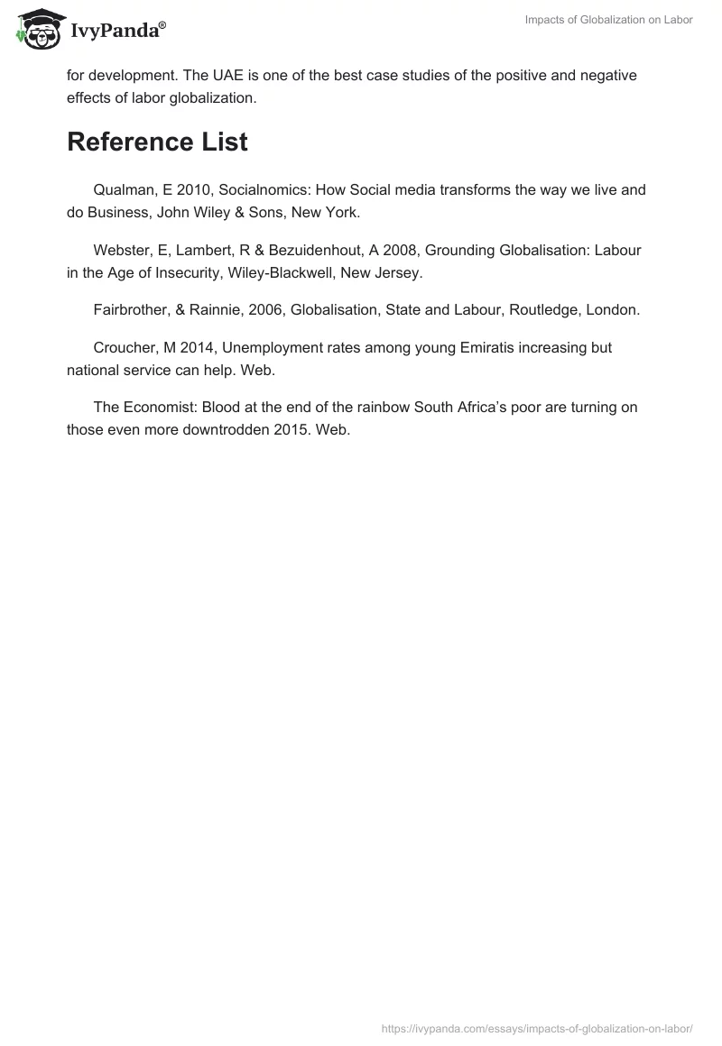 Impacts of Globalization on Labor. Page 3