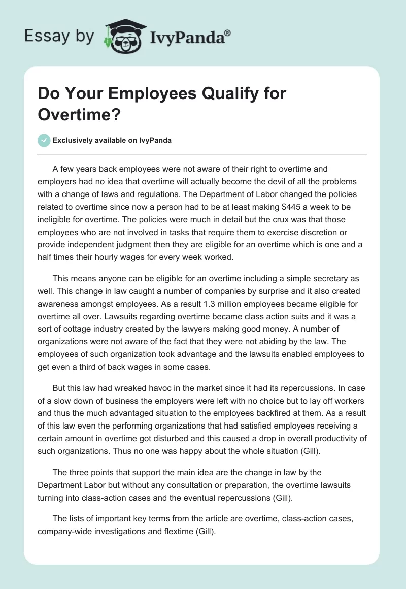 Do Your Employees Qualify for Overtime?. Page 1