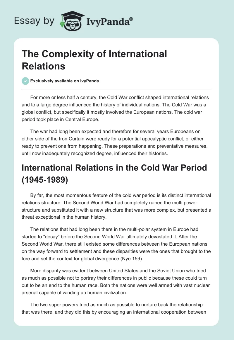 The Complexity of International Relations. Page 1