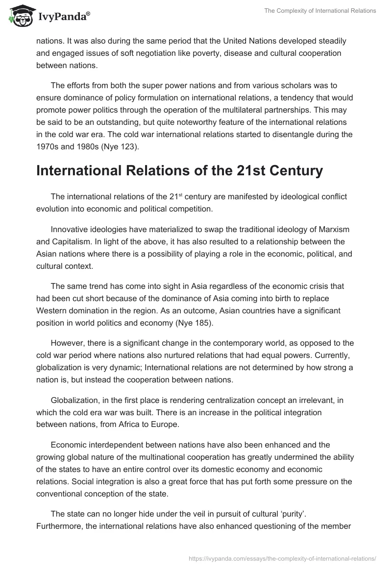 The Complexity of International Relations. Page 2