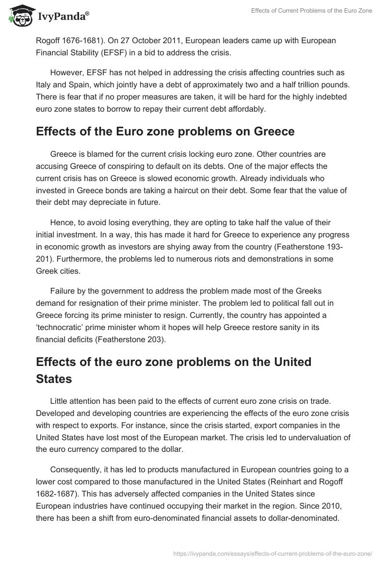 Effects of Current Problems of the Euro Zone. Page 2