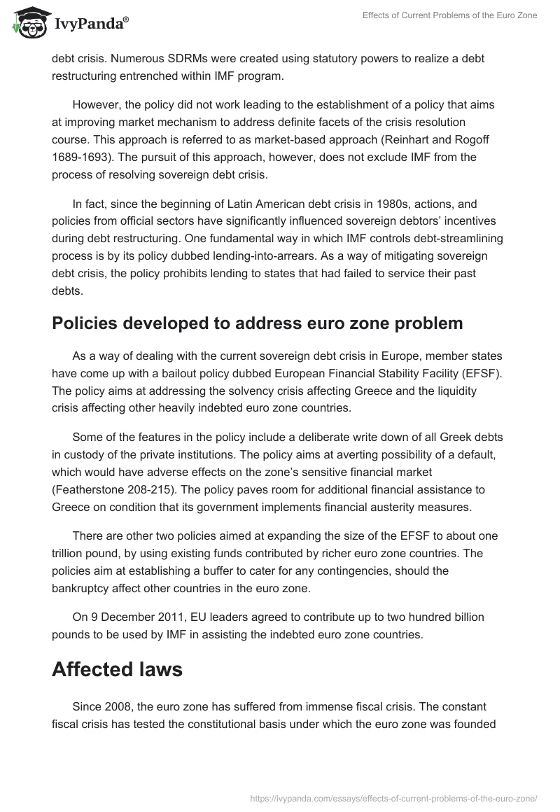 Effects of Current Problems of the Euro Zone. Page 4