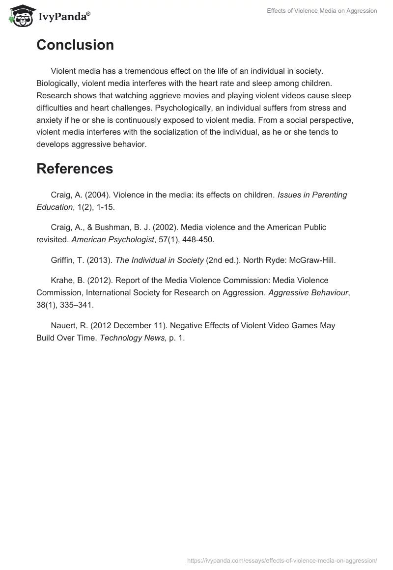 Effects of Violence Media on Aggression. Page 5