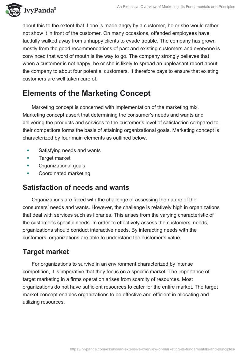An Extensive Overview of Marketing, Its Fundamentals and Principles. Page 5