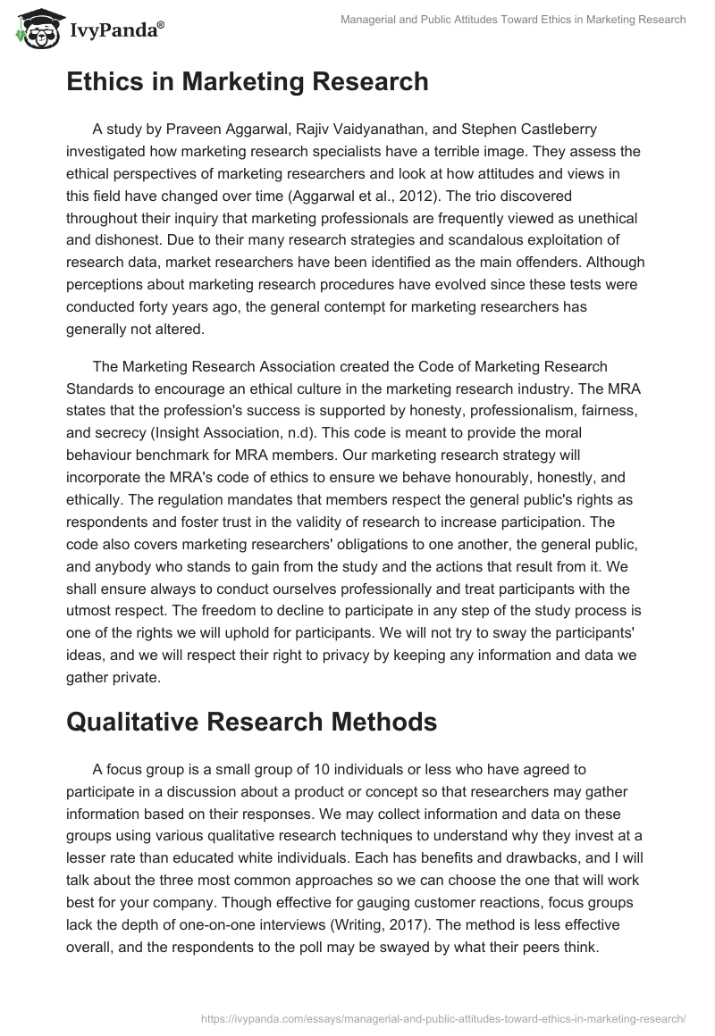 Managerial and Public Attitudes Toward Ethics in Marketing Research. Page 2