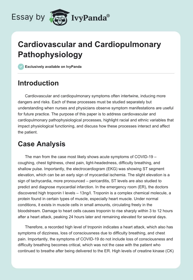 Cardiovascular and Cardiopulmonary Pathophysiology. Page 1