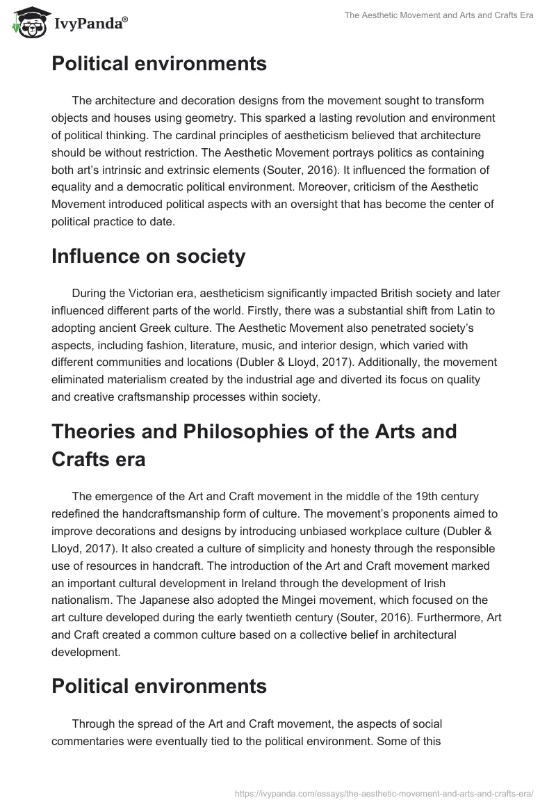 The Aesthetic Movement and Arts and Crafts Era. Page 2