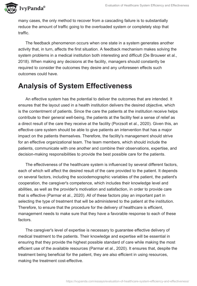 Evaluation of Healthcare System Efficiency and Effectiveness. Page 2
