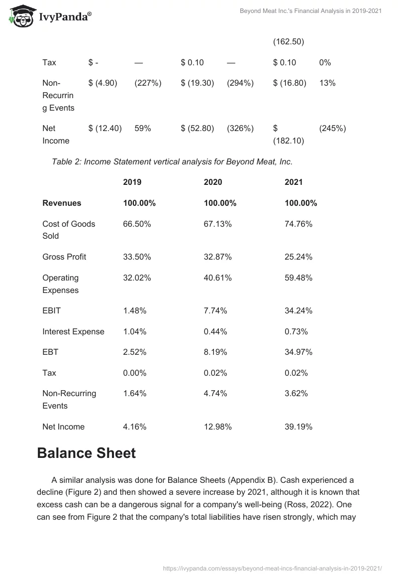 Beyond Meat Inc.'s Financial Analysis in 2019-2021. Page 3