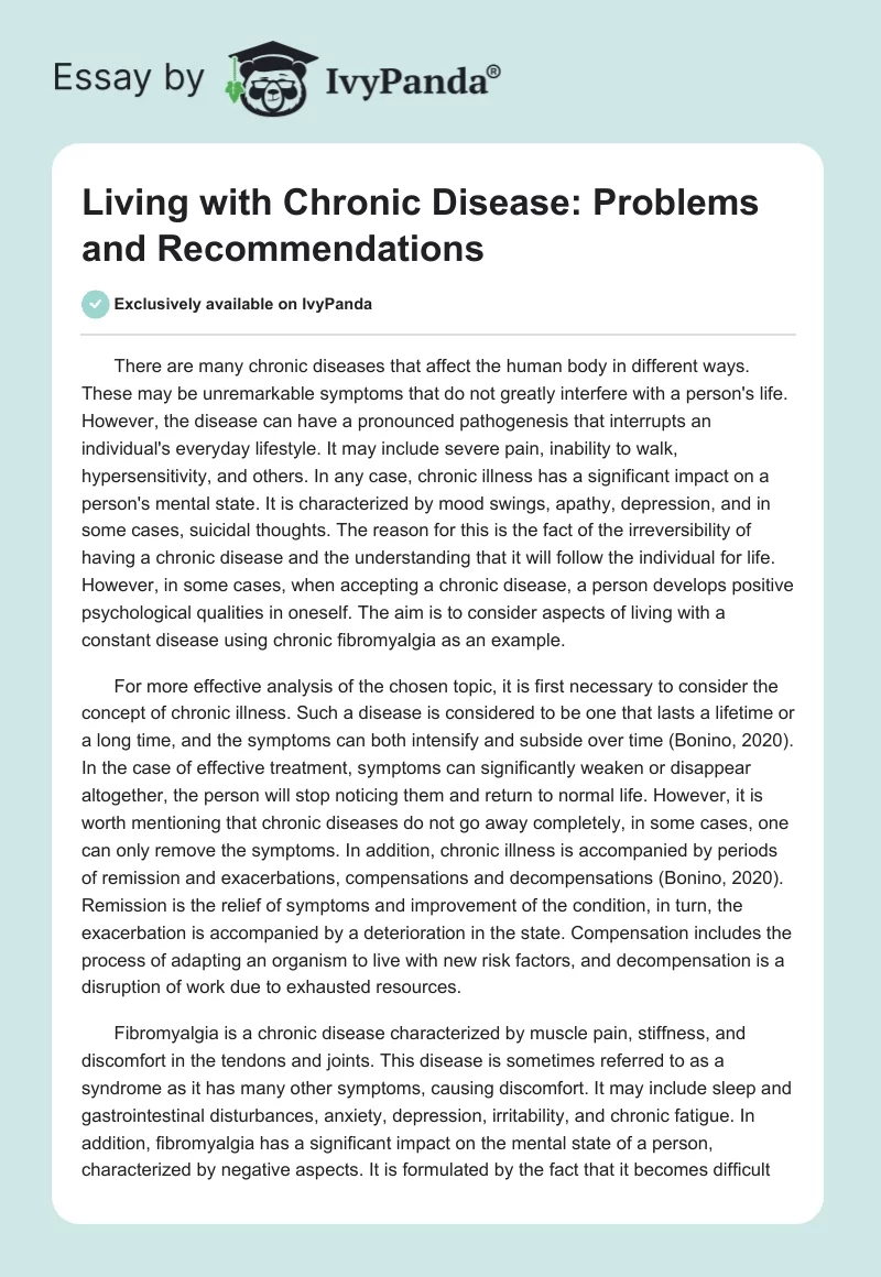 Living with Chronic Disease: Problems and Recommendations. Page 1